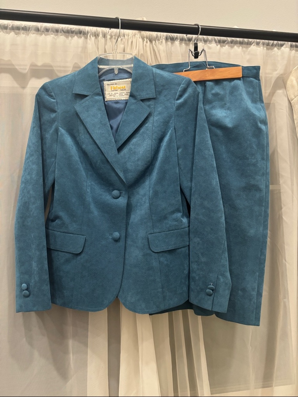 Teal Women's Two-Piece Blazer and Skirt Set - Fieldcrest